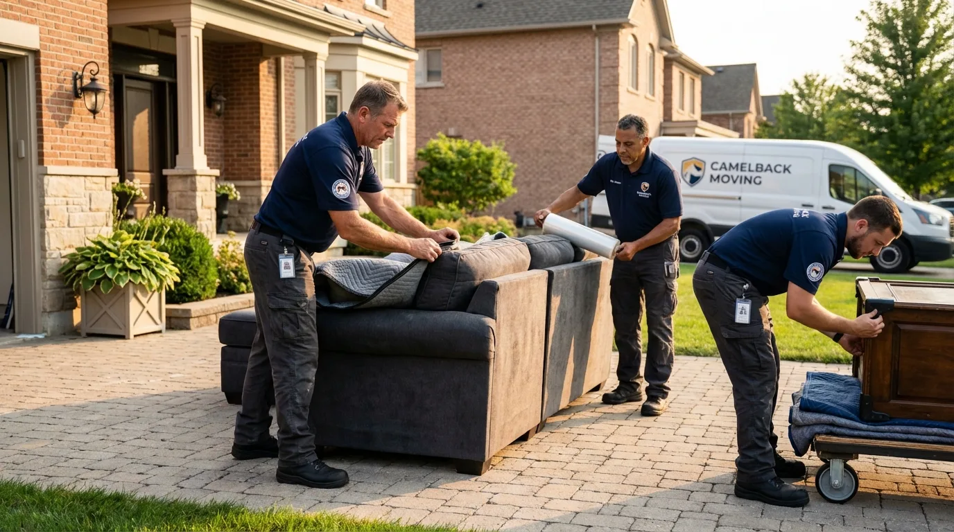 Large estate moving crew wrapping furniture in Fredonia, KS